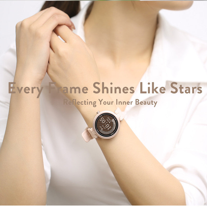 Woman wearing Rose gold Women's Sports Smart Watch