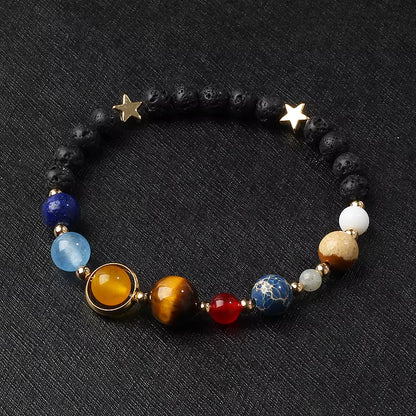 Universe Galaxy Eight Planets Bracelet Solar System Guardian Star Natural Stone Beads Bracelets for Women Fashion Couple Jewelry