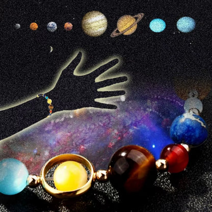 Universe Galaxy Eight Planets Bracelet Solar System Guardian Star Natural Stone Beads Bracelets for Women Fashion Couple Jewelry