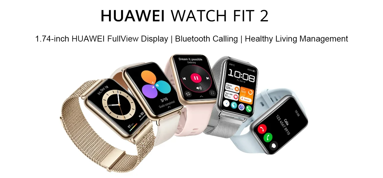 HUAWEI WATCH FIT 2 Smartwatch 1.74 Inch AMOLED Display Bluetooth Calling Display Heart Rate Monitoring Men Women Sports Bracelet