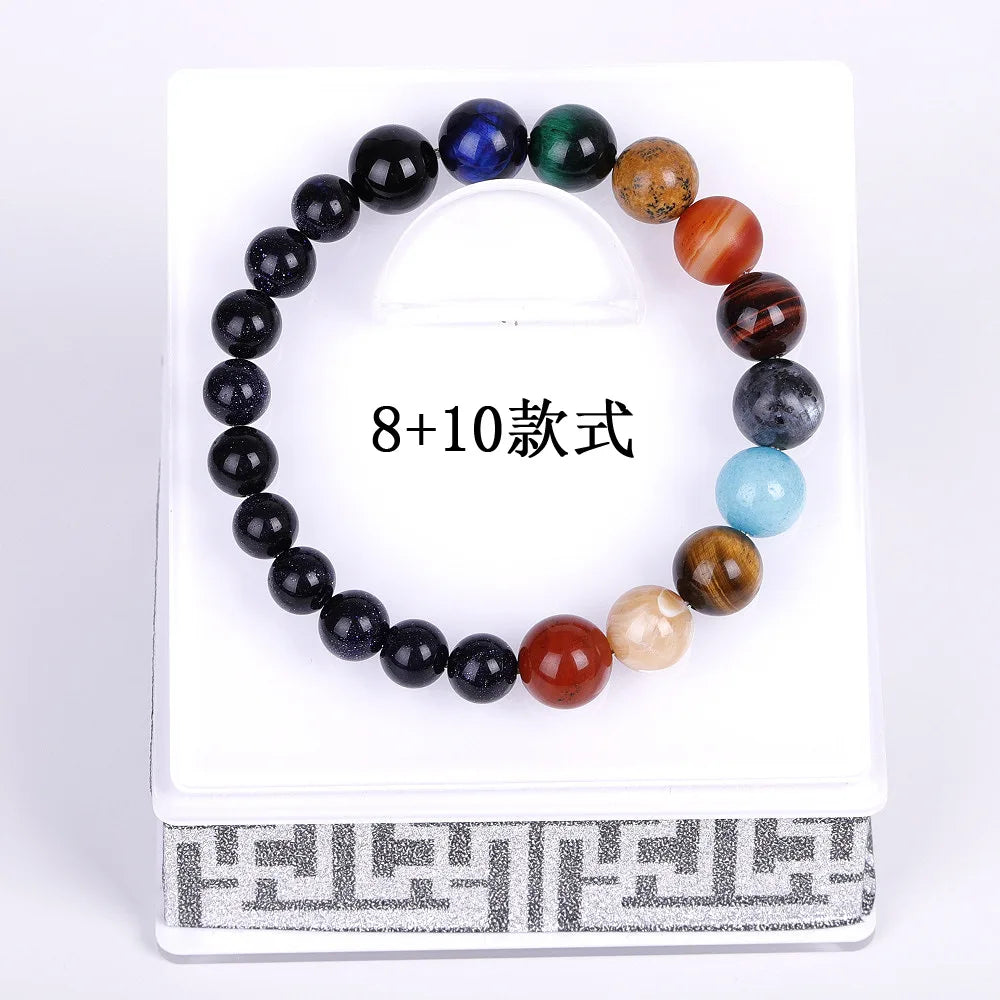 Natural Stone Eight Planets Bracelet Universe Yoga Chakra Solar System Bracelet for Men Women Jewelry