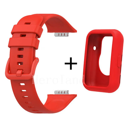 Silicone Watchband + Case for Huawei Watch Fit 2 Smartwatch