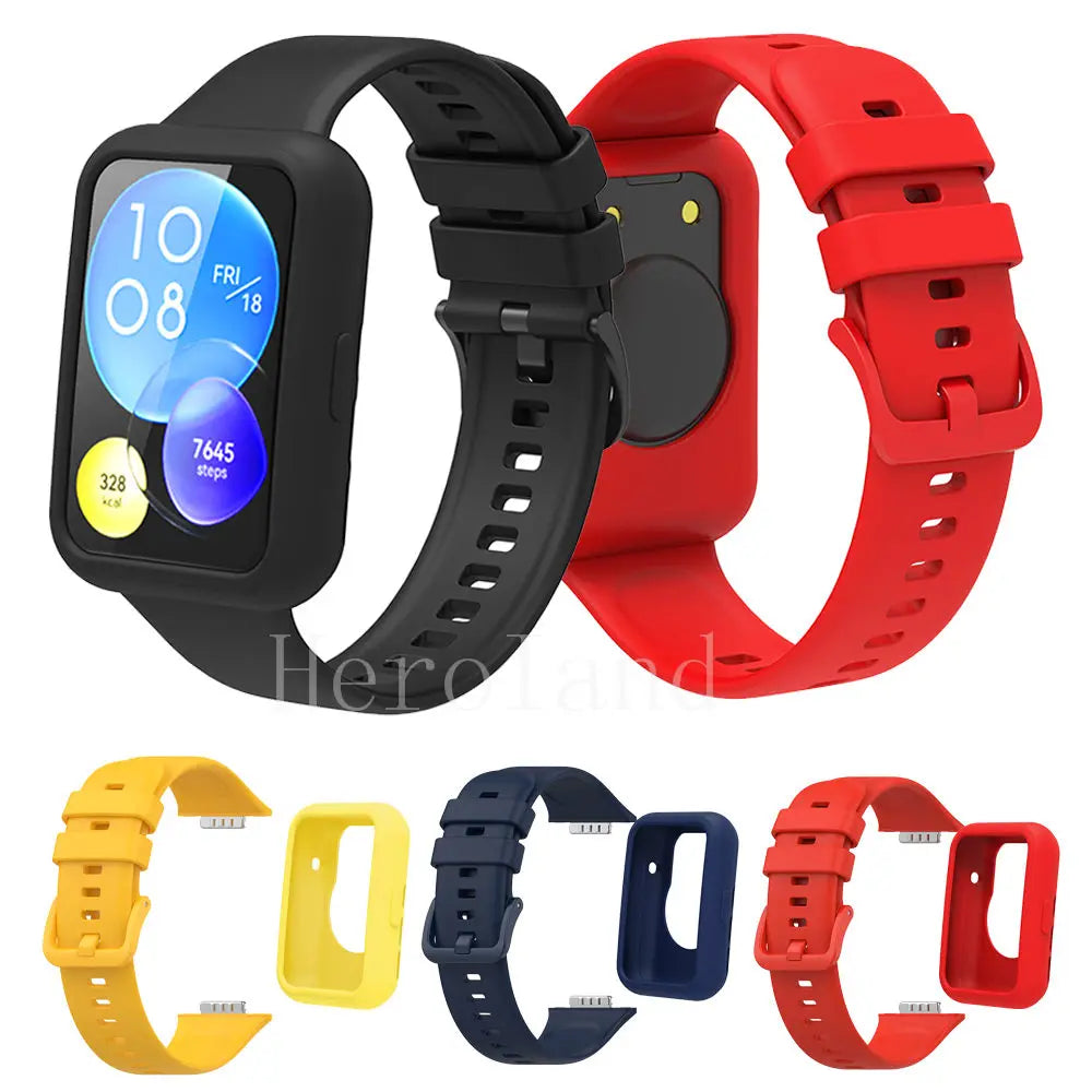 Silicone Watchband + Case for Huawei Watch Fit 2 Smartwatch