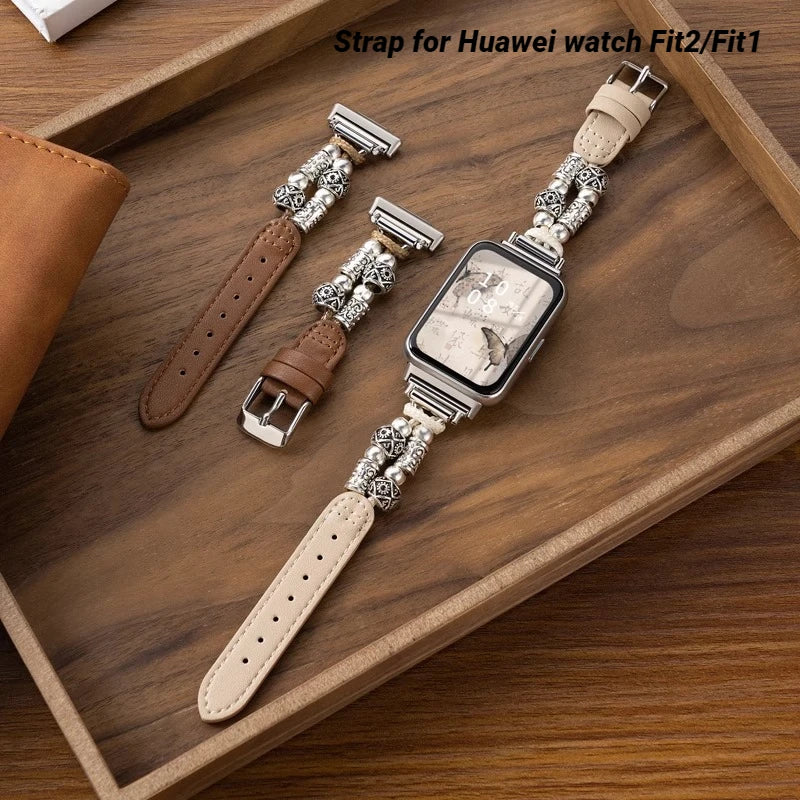 Correa Leather Strap Replacement Bracelet for Huawei Watch Fit2 