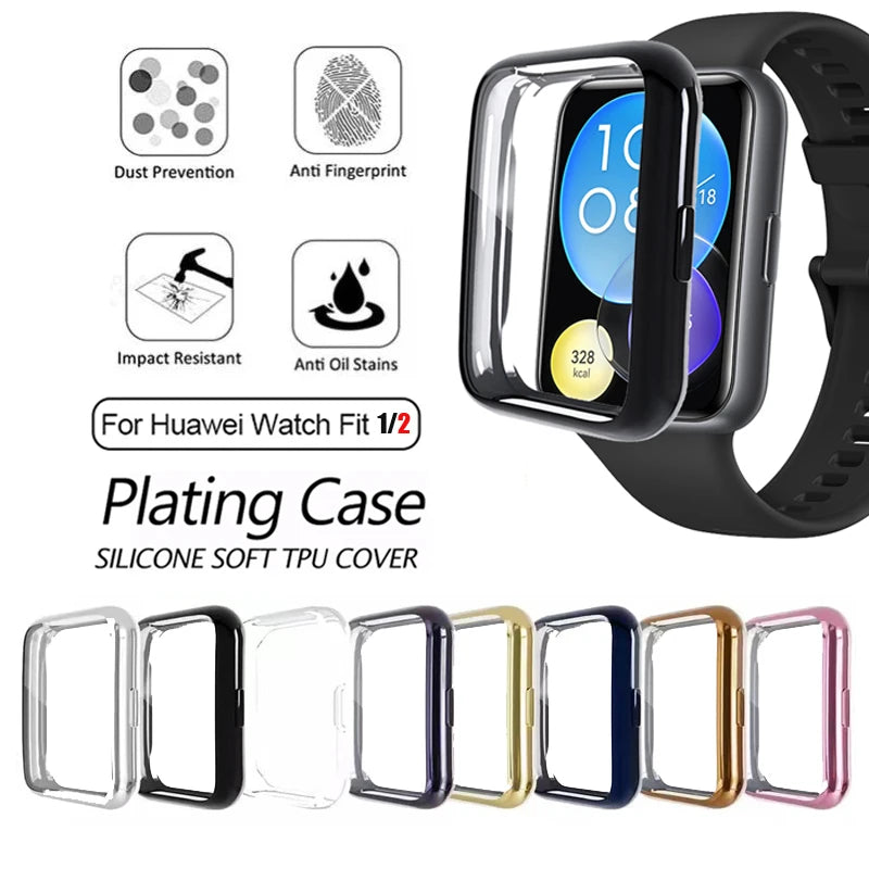 TPU Protector Case for Huawei Watch Fit 2 Plated All-Around Bumper Screen Cover