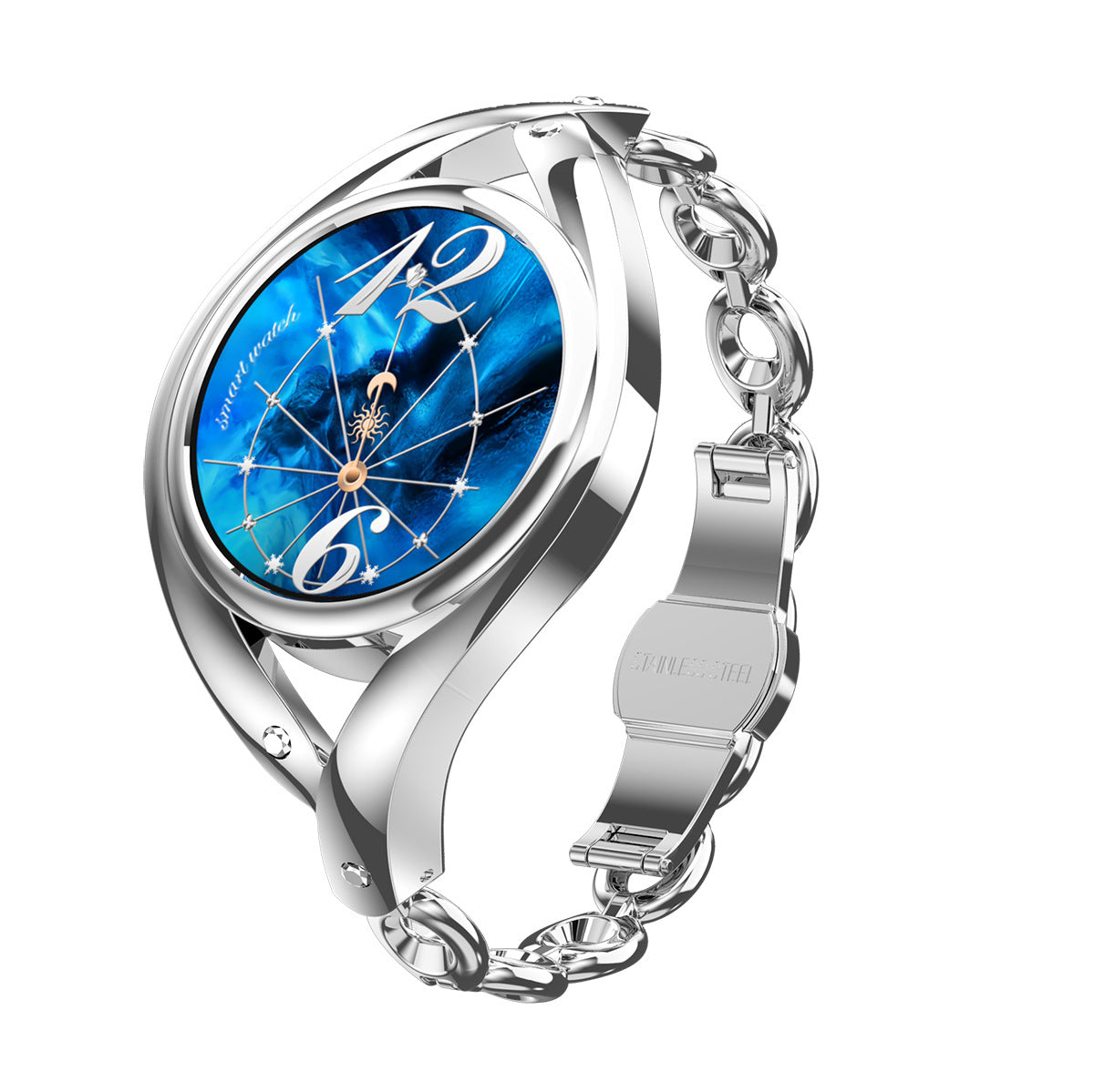 Silver & Blue Face Menstrual Cycle Smart Watch