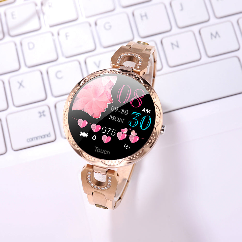Women's Smart Watch Fitness Bracelet On Keyboard